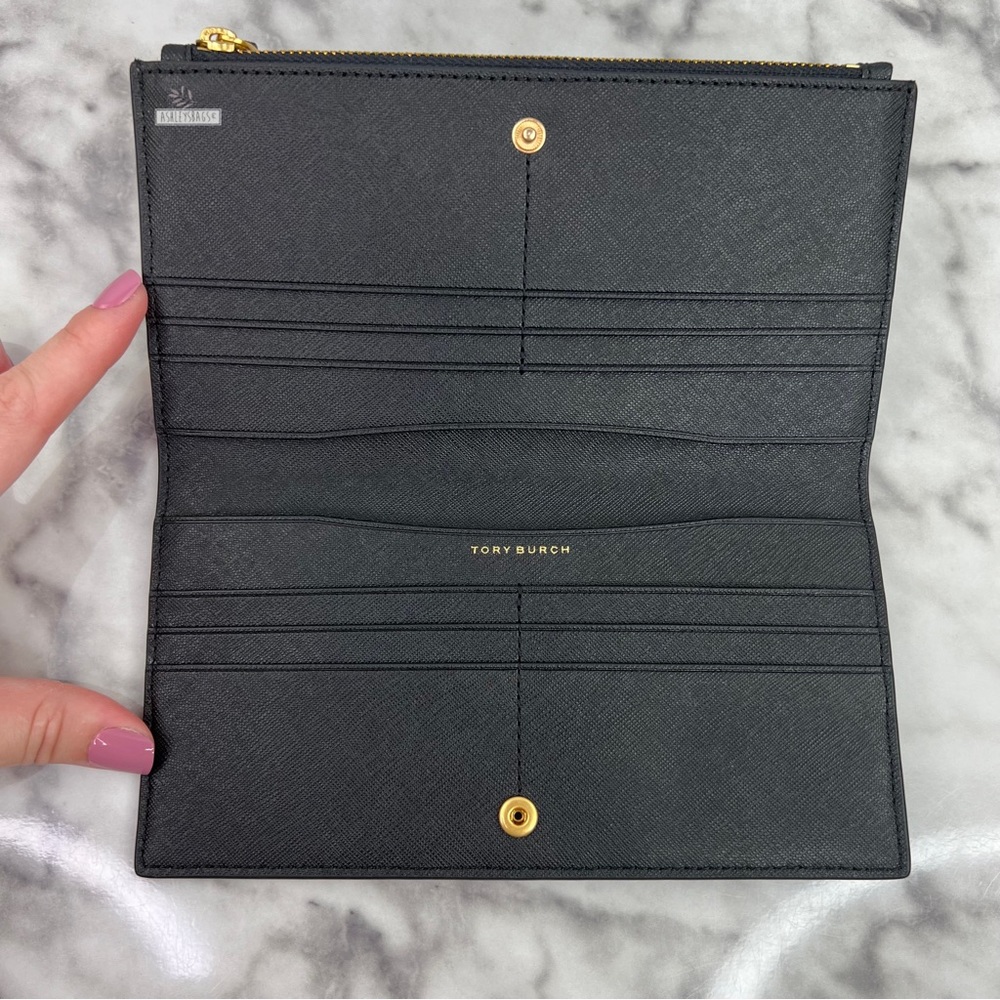Tory Burch Emerson Slim Wallet In Black - Picture 6 of 7